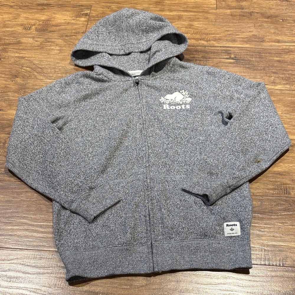 Roots Kids Heather Gray Zip-Up Hoodie